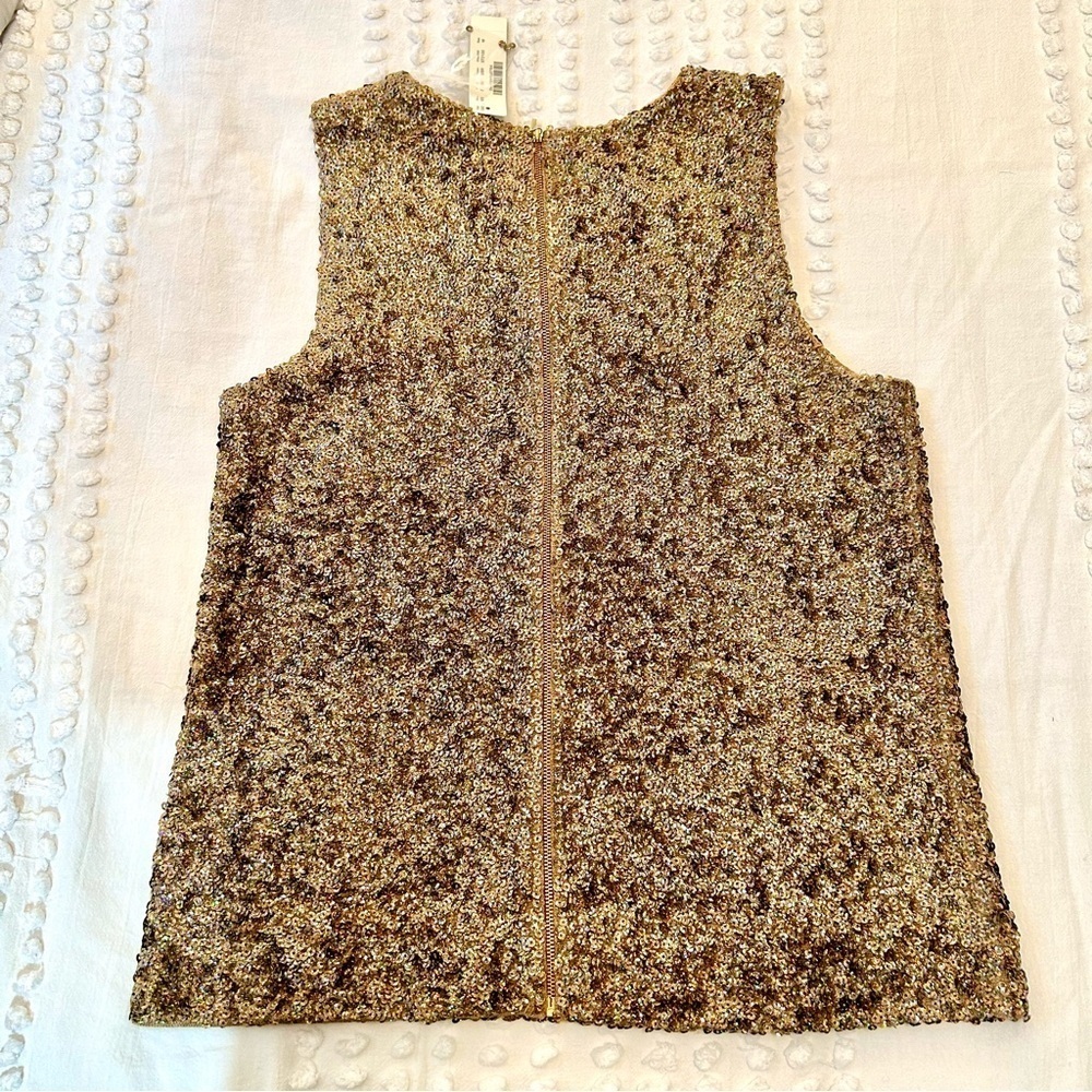 J Crew Collection Shimmering Gold Sequin Sweater Knit Shell Tank Wool Blend NWT - Picture 14 of 14